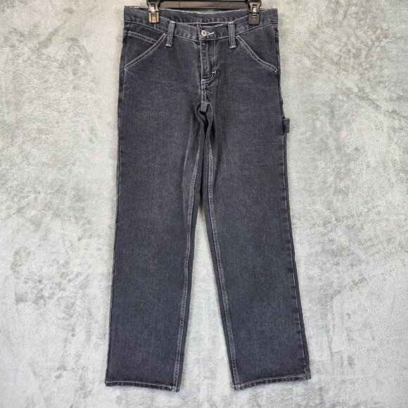 J Galt Jeans Womens Medium Black Carpenter Straight Leg Adjustable Waist Pants - Picture 1 of 12